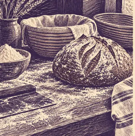 Illustration of bakeries equipment and workspace