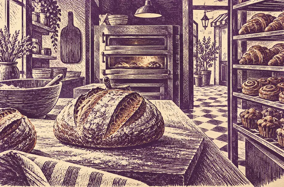 Illustration of bakeries and their working space